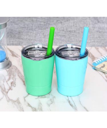 Colorful PoPo Cute Stainless Steel Kids Cup Set - Mini Insulated Tumblers for Toddlers - 8.5oz with Lids & Straws - Teal Mint (Set of 2) - Buy Online on GoSupps.com