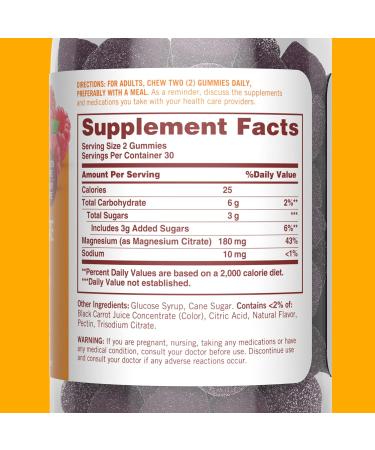 Sundown Magnesium Citrate Gummies - 60 ct, Vegetarian & Raspberry Flavored - Buy Online on GoSupps.com