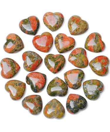 XIANNVXI 10 PC Unakite Heart Stones - Polished Natural Healing Crystals & Gemstones Set | Pink Green Thulite for Luck - Buy Online on GoSupps.com
