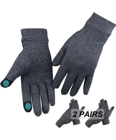 2 Pairs Arthritis Gloves for Pain Hand Compression Gloves for Women Men Carpal Tunnel Joint Pain Rheumatoid Arthritis Hand Support - Touchscreen Gloves for Typing Work (Full Finger Medium) Medium Black With Full Finger