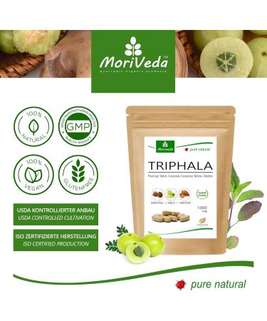 MoriVeda Triphala Tablets - High Dose 1000mg Vegan Ayurveda | Amla Haritaki & Bibhitaki - 120 Tablets for Optimal Digestion - Buy Online on GoSupps.com