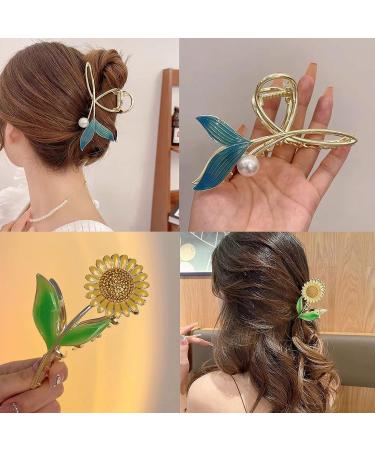 6 Pcs Flower Metal Hair Claw Clips - Tulip Hair Barrettes for Woman and Girls - Strong Hold Hair Clamps - Fashion Accessories for Thick Curly Hair - Buy Online on GoSupps.com