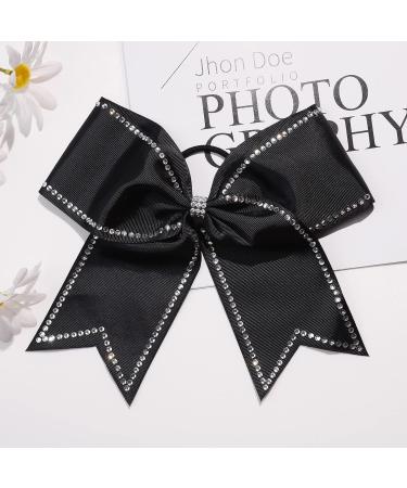 DEEKA 8 Rhinestone Cheer Hair Bows - Pack of 10, Black Glitter Ponytail Holder for Teen Girls & Sports - Buy Online on GoSupps.com