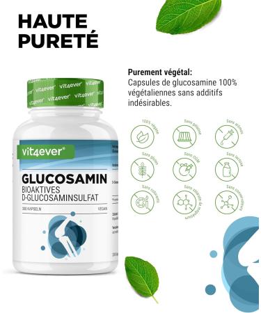 Glucosamine 900mg - 300 g lules - sulfate de D-glucosamine bioactif issu de la fermentation - sans additifs ind sirables - hautement dos - v g talien - Buy Online on GoSupps.com