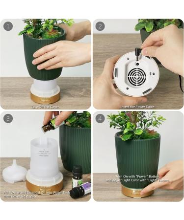 Earnest Living Essential Oil Diffuser - Ceramic Succulent Pot 100ml Night Light Timer & Auto-Off Function for Lavender Aromatherapy - Buy Online on GoSupps.com