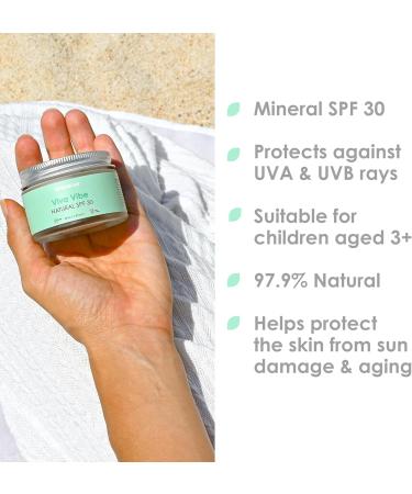 WildMint Viva Vibe Natural SPF 30 | Zinc Oxide Mineral Sunscreen Broad Spectrum UVA & UVB Protection | For Sensitive Skin Sun Protection | For Kids 3+ | UK Made Vegan & Cruelty-Free Skincare | 50ml - Buy Online on GoSupps.com