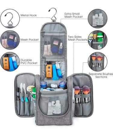 Narwey Travel Hanging Toiletry Wash Bag Makeup Organizer - Grey (Medium) | Women's Cosmetic Bag - Buy Online on GoSupps.com