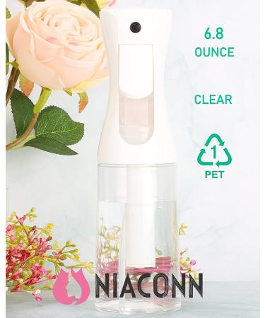NIACONN 6.8oz Fine Mist Spray Bottle for Hair, Plants, Cleaning, Skin Care - Clear - Buy Online on GoSupps.com