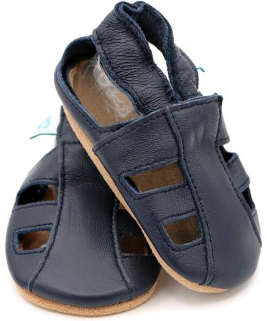 Dotty Fish Soft Leather Baby Shoes - Toddler Sandals, Non-slip Suede Soles, Navy Blue (2-3 Years) - Buy Online on GoSupps.com
