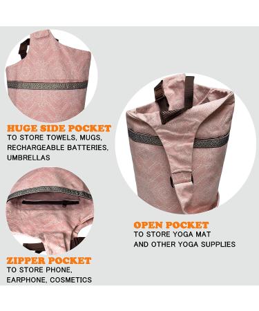 ULTLAT Yoga Mat Bag - Adjustable Shoulder Strap, Large Pockets, Pink Totem Design - Fits Mats up to 7.7 Diameter - Convenient Tote Carrier for Yoga Lovers - Buy Online on GoSupps.com