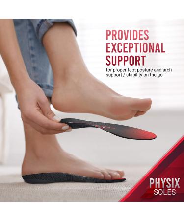 Physix Gear Sport Arch Support Insoles - Orthotic Inserts for Plantar Fasciitis, Flat Feet, High Arches - Men & Women (1 Pair, Medium) - Buy Online on GoSupps.com