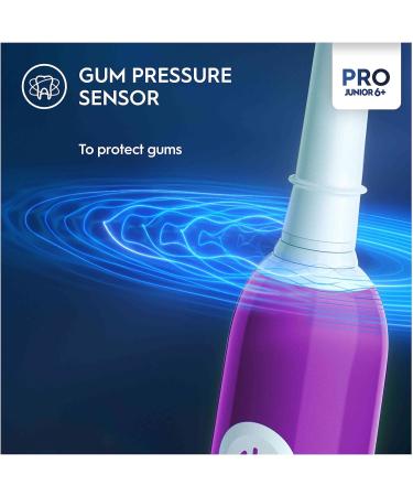 Oral-B Pro Junior Kids Electric Toothbrush Gift | 3 Modes, Sensitive Mode | Ages 6+ | 2 Pin UK Plug | Purple - Buy Online on GoSupps.com