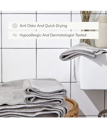 Silvon Luxury Antimicrobial Towel Set - Ultra Absorbent Supima Cotton Gray Face Hand & Bath Towels - Buy Online on GoSupps.com