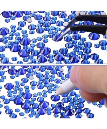 Speesy Flat Back Gems Round Crystal Rhinestones with Tweezer and Picking Pen for Crafts Nail Art DIY Blue - Buy Online on GoSupps.com