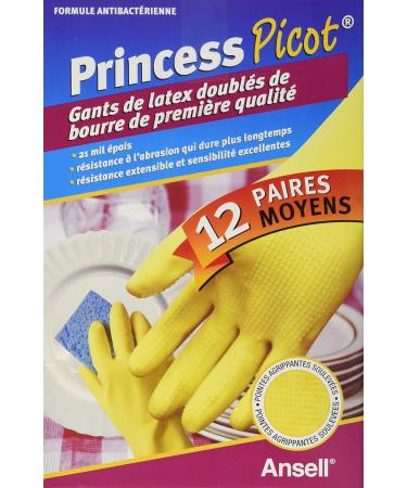Princess Picot Rubber Gloves Medium (12 Pairs) 12 Count - Buy Online on GoSupps.com
