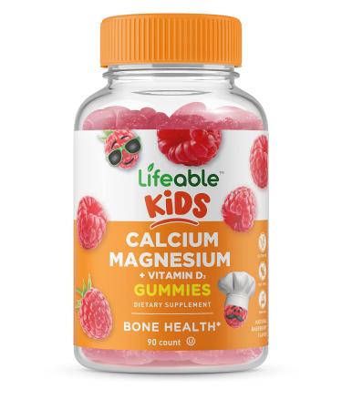 Lifeable Calcium Magnesium and Vitamin D Gummies - Great Tasting Natural Flavor Vitamin Supplements - Gluten Free GMO Free Chewable - for Bone Health Support - for Children Teens - 90 Gummies - Buy Online on GoSupps.com