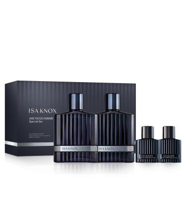 ISA KNOX Age Focus Homme (Premium Skincare Gift Set 12.2fl oz) - Even Skin Tone & Wrinkle Care. Toner and Lightweight Moisturizer Set Niacinamide Adenosine | Korean Skincare