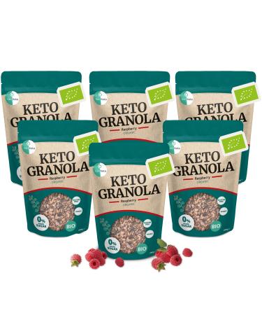 Go-Keto BIO Keto Granola Raspberry 6x 290g - Keto Muesli for a delicious Keto breakfast, with coconut chips, n