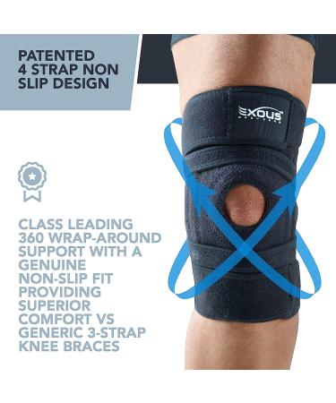 EXOUS BODYGEAR Knee Brace for Meniscus Tear Support - Size Medium | Adjustable NonSlip Wraparound Strap, Dual Side Stabilizer for Arthritis, ACL, MCL Pain - Patented Design for Patella Stability - Buy Online on GoSupps.com