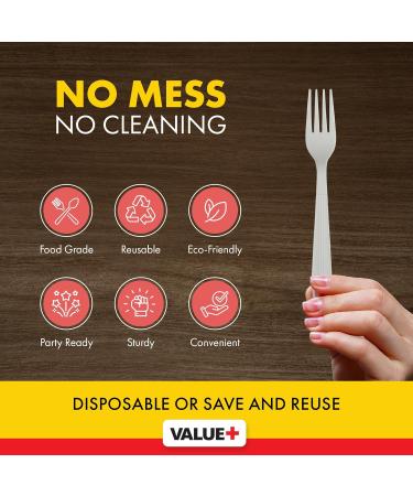 Value Plus (1000 Count) White Disposable Fork Heavy Weight Polypropylene Cutlery for Birthday Party Picnic Barbecue Ideal for Office & Take Away - Buy Online on GoSupps.com