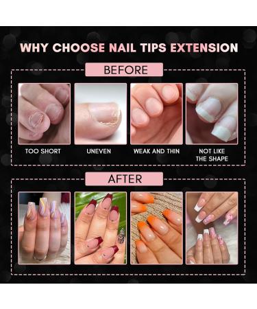 Makartt French Nail Tips 500pcs Half Cover Clear 02 - Press on Fake Nails for Acrylic Extensions | 10 Sizes Nail Tips - Buy Online on GoSupps.com