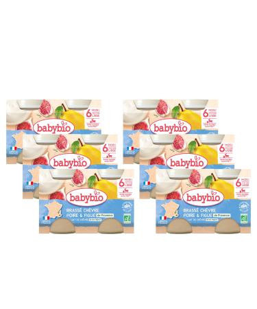 Babybio - Set of 6 Small Pots with Goat Pear Fig 2 x 130 g - 6 Months - Organic
