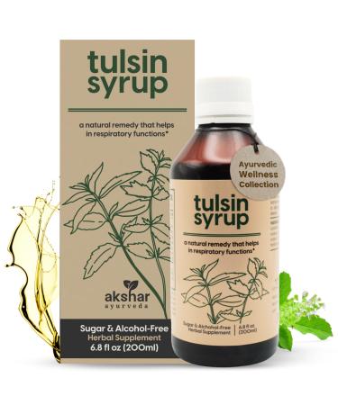 AKSHAR Ayurveda - Tulsin Syrup, Natural Cough Syrup with Licorice, Ginger, Turmeric, Basil, Malabar Nut - Respiratory Lung Health Supplements, Mucus Relief & Bronchial Wellness Syrup (1 Pack)