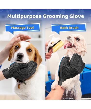 Pet Hair Remover Glove - Deshedding & Grooming Brush for Dogs & Cats - Five Finger Design Massage Mitt - Long & Short Fur - 1 Pack (Blue, Right-Hand) - Buy Online on GoSupps.com