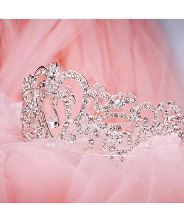 Makone Silver Crystal Crown & Tiara with Comb for Girls/Women - Queen Princess Hair Accessory for Parties, Weddings, Birthdays - Style 6 - Buy Online on GoSupps.com