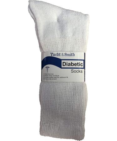 Yacht&Smith Men's King Size Diabetic Socks (Size 13-16) 12 Pairs - White - Buy Online on GoSupps.com