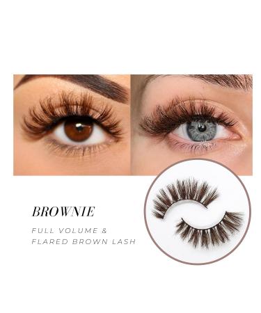Brown 3D Volume Wispy Mink Lashes - Reusable Up to 25 Times | Luxury Handmade False Eyelashes for a Natural Cat Eye Look - Buy Online on GoSupps.com