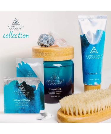 Sustainable Bamboo Dry Brush with Travel Bag - Skin Care Exfoliating Gift for Self Care, Cellulite, Dry Skin - Conscious Coconut - Buy Online on GoSupps.com