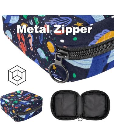 Menstruation Pad Bag with Zipper | Women's Tampon & Napkin Collection Bags - Happy Sea Animals Design - Buy Online on GoSupps.com