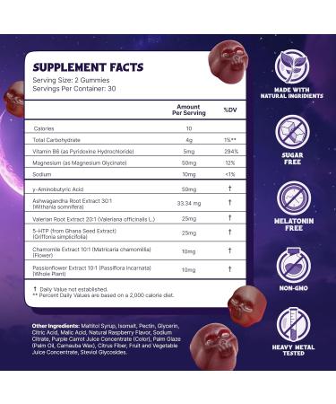 LITTLE DEATH Deep Sleep Gummies, 60 Pcs. 50 mg. Magnesium, Ashwagandha, Chamomile, Vitamin B6 Raspberry Flavor Melatonin Free, Sugar Free, Vegan, Made in USA - Buy Online on GoSupps.com