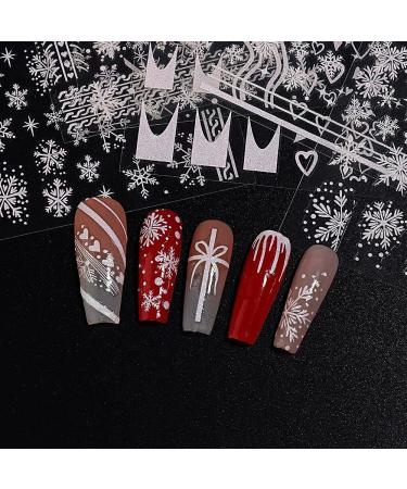 6 Sheets Christmas Nail Art Stickers Decals Self-Adhesive White Stars Snowflakes Nail Supplies Nail Art Design Decoration Accessories - Buy Online on GoSupps.com