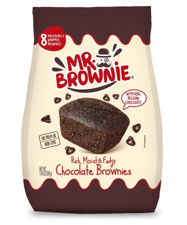 Mr. Brownie Chocolate Brownies | 8 Individually Wrapped Brownie Bites | Snack Packs for Kids & Adults | Real Belgian Chocolate Chocolate Brownies 8 Count (Pack of 1)