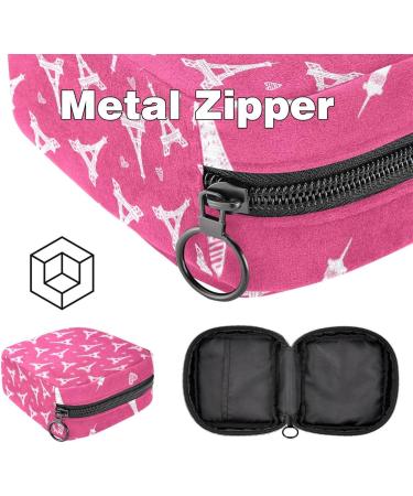 Portable Women's Binding-Up Bags | Menstrual Cup & Tampon Pouches for Teens | Pink Eiffel Tower Pattern - Buy Online on GoSupps.com