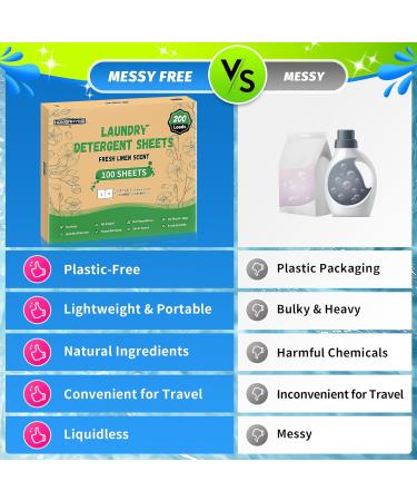 HOMERHYME Eco-Friendly Laundry Detergent Sheets - Fresh Linen Scent 200 Loads Plastic Free Hypoallergenic Travel & Home Use - 100 Strips - Buy Online on GoSupps.com