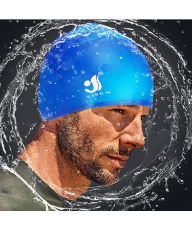 Unisex Silicone Bathing Cap with Ear Protection - 2PC Waterproof Swimming Caps for All Hair Types with Earplugs & Nose Clamp - Elastic Black & White Swim Caps for Adults & Kids - Buy Online on GoSupps.com