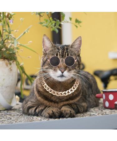 cobee Cat Sunglasses Retro Kitten Sunglass with Rose Gold Chain Eye UV Protection Classic Small Cat Glasses Cosplay Costume for Photo Props Cute Pet Decorations for Birthday Party - Buy Online on GoSupps.com