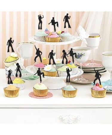 30 Pack 70's Disco Cupcake Toppers Glitter 70s Disco Dancing Cupcake Picks for Music Wedding Birthday 70's Disco Dancer Cupcake Decorations Party Supplies Black 1 - Buy Online on GoSupps.com