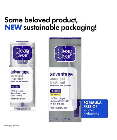 Clean & Clear Advantage Acne Spot Treatment Gel Cream 2% Salicylic Acid | Witch Hazel Oil-Free Pimple Cream 0.75 fl oz (Pack of 3) - Buy Online on GoSupps.com