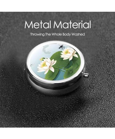 Dragonfly Water Lily Mini Round Pill Box | 3 Compartment Portable Pill Organizer for Travel Home & Office - Buy Online on GoSupps.com