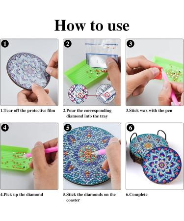 Finphoon Diamond Painting Coasters Kit with Holder - 8 Pcs Ocean Art DIY Kit for Adults & Kids - Blue Diamond Painting Art Set - Buy Online on GoSupps.com
