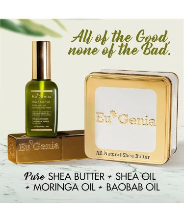 Eu'Genia Shea Face Lip & Body Shea & Moringa 3-PC Gift Set Hydrating Lip Balm Nourishing Body Oil 12oz Dermatological Shea Butter Natural Skincare - Buy Online on GoSupps.com