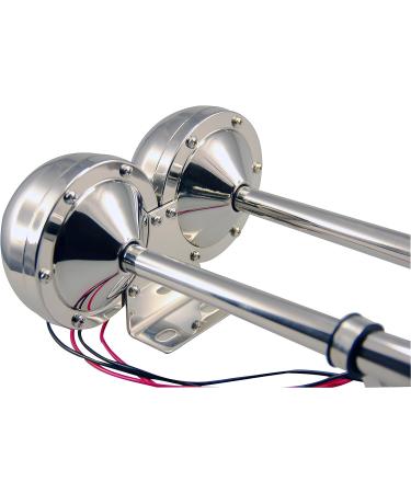 Stainless Steel Electric Dual Trumpet Horn Set 12V-150db for Pontoon RV Car Truck Boat - Buy Online on GoSupps.com