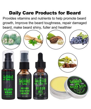 Complete Beard Growth Kit for Men - Beard Roller, Wash, Serum, Oil, Balm, Brush, Comb, Scissor, eBook - Perfect Beard Grooming and Care Gift Set - Buy Online on GoSupps.com