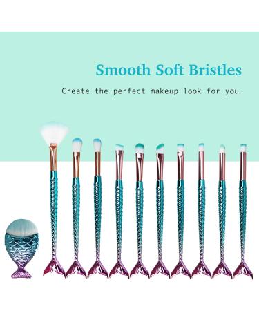 NIZIYI Mermaid Makeup Brush Set - 11 PCS Beauty Kit for Eyes, Face, and Brows - Buy Online on GoSupps.com