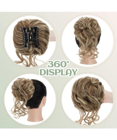 Synthetic Messy Bun Hair Piece Clip in Light Brown & Ash Blonde 12H24 for Women - Buy Online on GoSupps.com