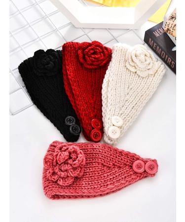 Winter Chunky Knit Headbands Set - 4 Braided Ear Warmers for Women and Girls (Color 7) - Buy Online on GoSupps.com